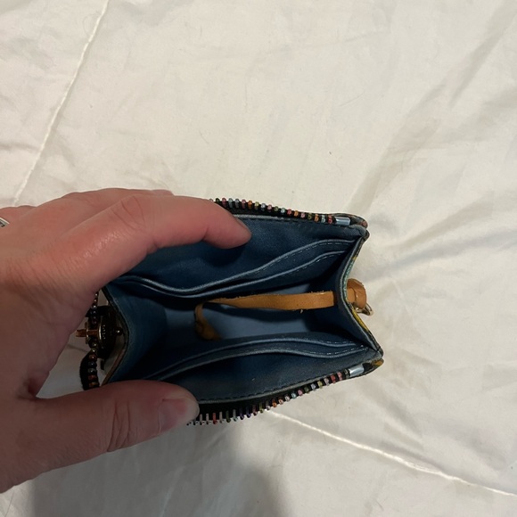 Dooney & Burke Vintage Crayon Style Heart Wallet with Multi Color Zipper - Picture 7 of 15